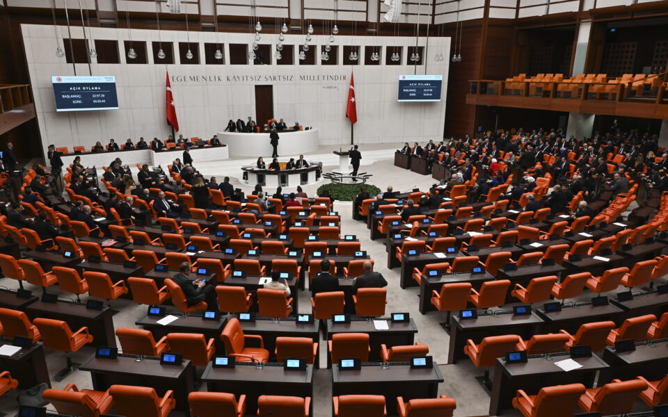 Pro-Kurdish lawmakers stage protest in Turkey’s parliament to denounce the ouster of a new mayor
