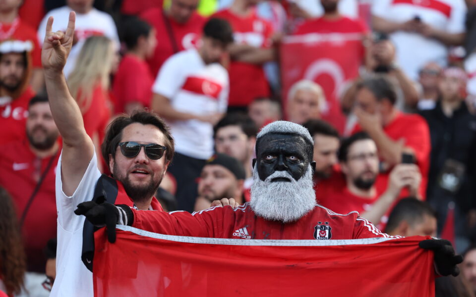 Turkey supporters make controversial hand gesture on way to stadium and in it for Euro 2024 match