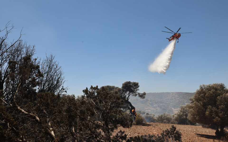 Wildfire in Koropi easing