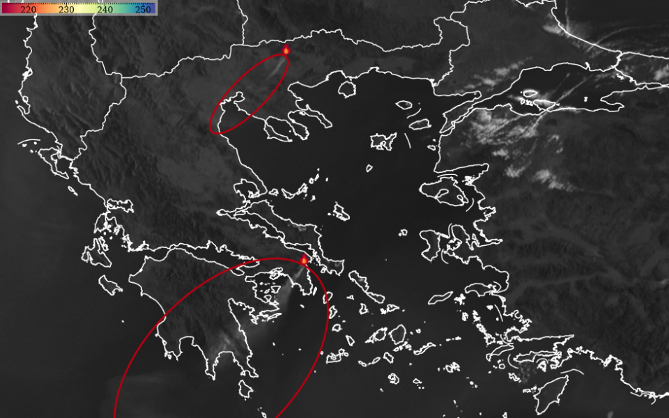 Satellite image reveals extensive smoke dispersion from Attica wildfire