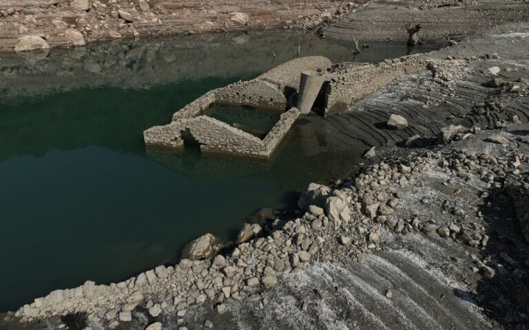 Sunken village emerges as drought dries up lake