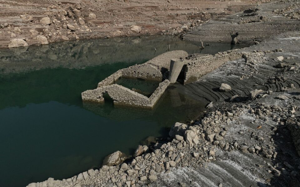 Sunken village emerges as drought dries up lake