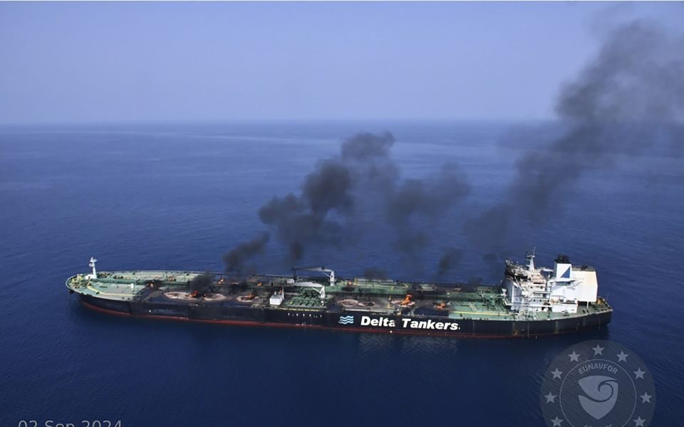 Burning oil tanker safely towed away from Yemen after rebel attacks, EU says