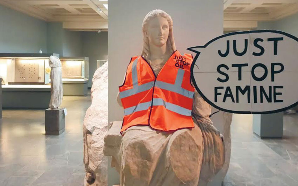 Activists target ancient Greek statue at British Museum in climate protest