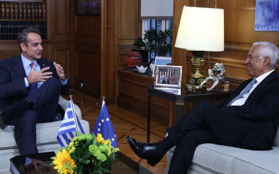 Mitsotakis meets with European Council president in Athens