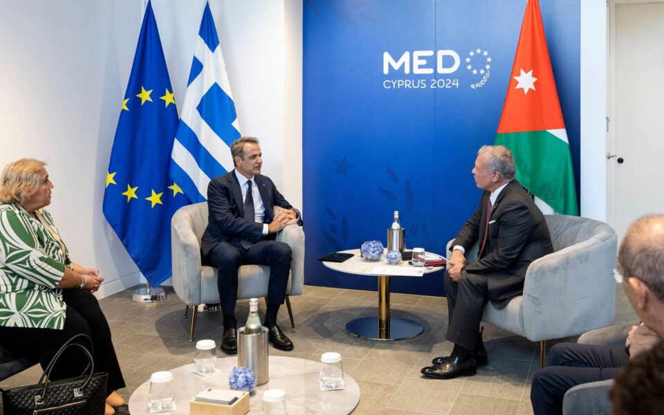 Mitsotakis meets King Abdullah II ahead of MED9 summit in Cyprus